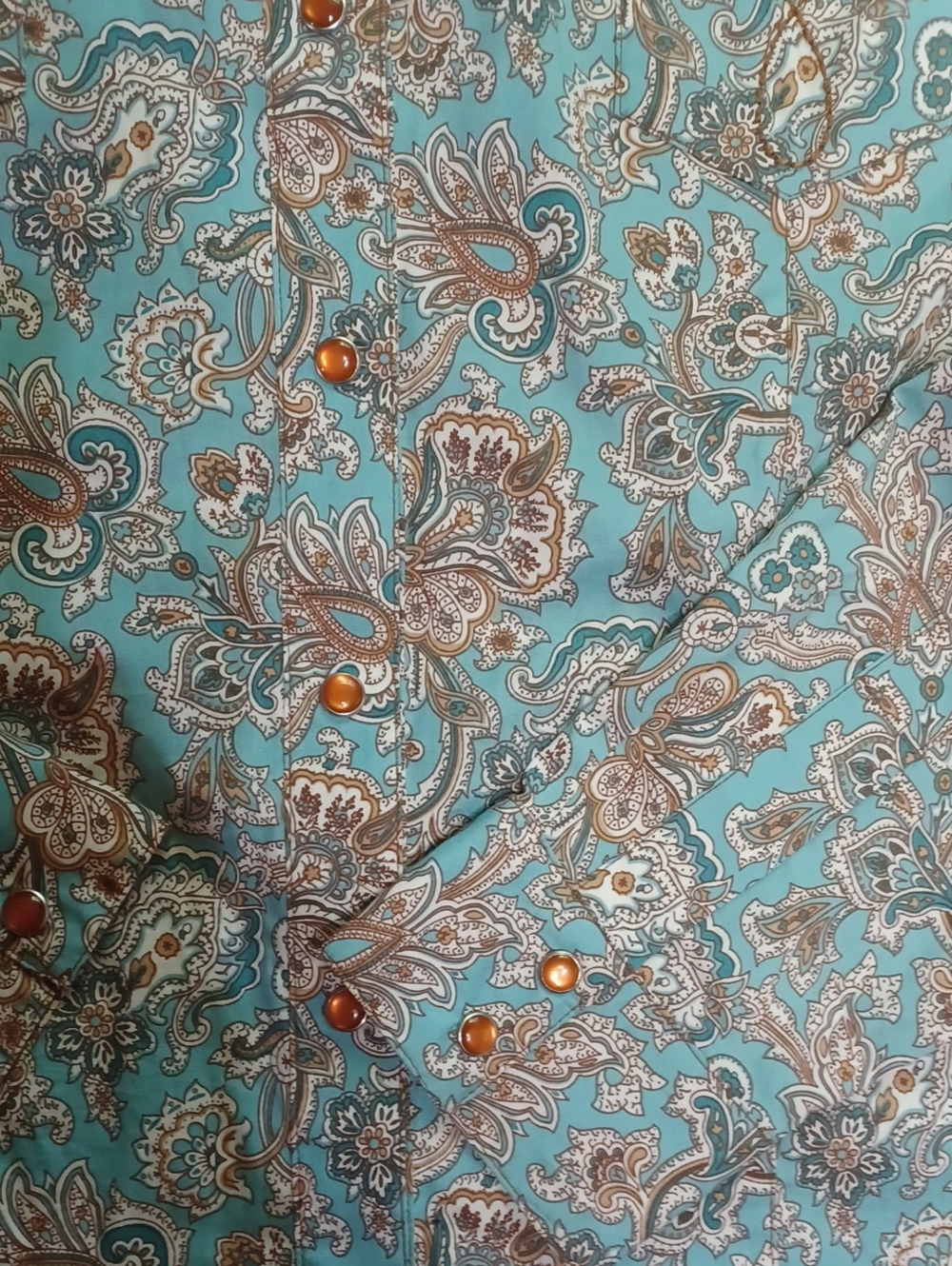 Pendleton Women's Turquoise/Tan Paisley Western Snap Button Shirt Size L NWOT - Picture 4 of 7